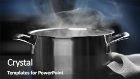  Presentation with robotics and steam - Amazing theme having water vapor - steam over saucepan backdrop and a dark gray colored foreground