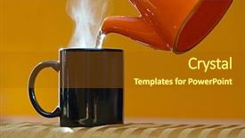  Presentation with hot and cold coffee cup - PPT layouts with water vapor - streamin hot tea cup background and a tawny brown colored foreground