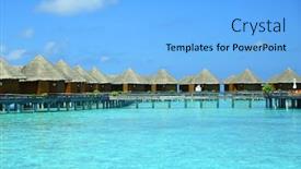  Presentation with water ocean - Cool new PPT layouts with water-villas-over-blue-ocean backdrop and a light blue colored foreground