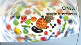  Presentation with fruit - Presentation theme consisting of water vortex - fruit and vegetable whirlpool background and a  colored foreground