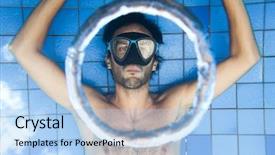  Presentation with bubble - Slides featuring water vortex - man making bubble rings underwater background and a  colored foreground