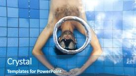  Presentation with bubble - Presentation theme featuring water vortex - man making bubble rings underwater background and a  colored foreground