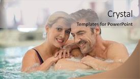  Presentation with hot tub - PPT layouts featuring water well - couple relaxing in thalassotherapy hot background and a light gray colored foreground