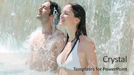  Presentation with under water - Audience pleasing PPT theme consisting of water well - happy smiling couple refresh backdrop and a mint green colored foreground