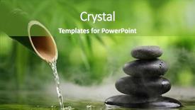  Presentation with zen stone - Audience pleasing PPT theme consisting of water well - spa still life with bamboo backdrop and a tawny brown colored foreground