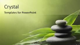  Presentation with bamboo - Theme featuring water well - spa still life with zen background and a soft green colored foreground