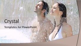  Presentation with swimmingpool - PPT layouts enhanced with water well - young couple enjoy together waterfall background and a mint green colored foreground
