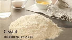  Presentation with flour - Slide set featuring water wheat - heap of flour and ingredients background and a coral colored foreground