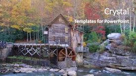  Presentation with wheel - Presentation design with water wheel - beautiful glade creek grist mill background and a coral colored foreground