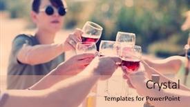  Presentation with rest - Beautiful presentation theme featuring water wine - happy friends on rest backdrop and a coral colored foreground