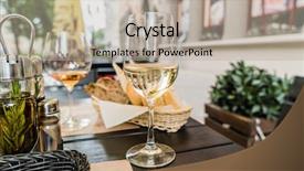  Presentation with served - Presentation theme enhanced with water wine - served table set at summer background and a mint green colored foreground