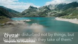  Presentation with philosopher - Presentation theme with water wise - inspirational quote by ancient greek background and a  colored foreground