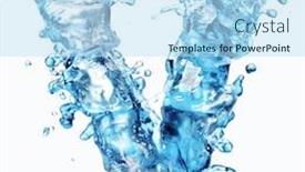  Presentation with alphabet - Cool new slides with water with ice alphabet isolated on white backdrop and a sky blue colored foreground