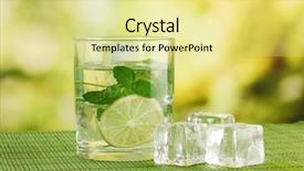 Presentation with glass of whiskey ice - PPT layouts consisting of water with ice mint background and a blonde colored foreground