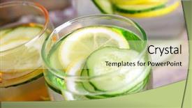  Presentation with fresh water - PPT theme featuring water with lemon and cucumber background and a blonde colored foreground