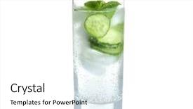  Presentation with water glass - PPT theme enhanced with water with mint and cucumber background and a white colored foreground