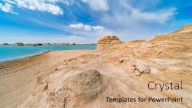  Presentation with water - Cool new presentation theme with water-yardang-landform-geopark backdrop and a coral colored foreground