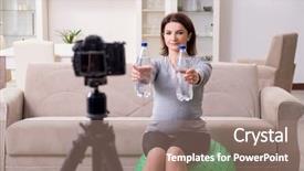  Presentation with physical exercises - Amazing slide deck having waterbirth - pregnant woman blogger doing physical backdrop and a  colored foreground