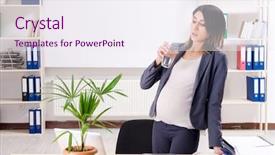  Presentation with employee working in industry - Beautiful PPT theme featuring waterbirth - young pregnant employee working backdrop and a sky blue colored foreground