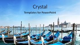  Presentation with canal - Colorful PPT theme enhanced with waterboat - gondolas on grand canal backdrop and a light blue colored foreground