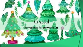  Presentation with watercolor design - Cool new PPT theme with watercolor christmas illustation design elements backdrop and a seafoam green colored foreground