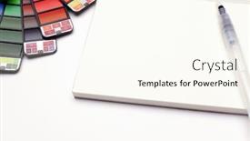  Presentation with paint brush - Presentation theme featuring watercolor paint palette with brush on white texture paper background and a cream colored foreground