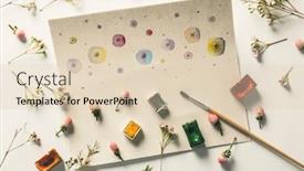  Presentation with album - Slides having watercolor painting with flowers on album sheet background and a lemonade colored foreground