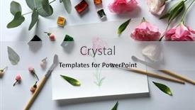  Presentation with album - PPT layouts consisting of watercolor painting with flowers on album sheet background and a light gray colored foreground