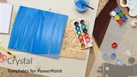  Presentation with creation - Audience pleasing slide set consisting of watercolor-paints-and-paper-closeup backdrop and a coral colored foreground