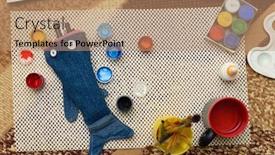  Presentation with creation - Colorful PPT theme enhanced with watercolor-paints-and-paper-closeup backdrop and a coral colored foreground