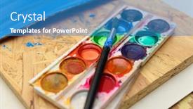  Presentation with creation - Beautiful slides featuring watercolor-paints-and-paper-closeup backdrop and a teal colored foreground