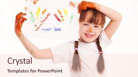  Presentation with cute - Colorful theme enhanced with watercolor picture in her hand backdrop and a lemonade colored foreground