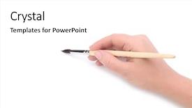  Presentation with kids hand prints paint - Slide deck consisting of watercolour - hand with paint brush background and a white colored foreground