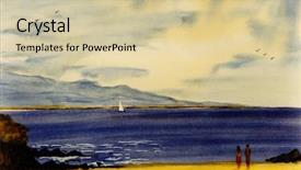  Presentation with watercolor - Slide deck with watercolour paimting - nice original watercolor painting background and a soft green colored foreground