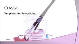  Presentation with oil spill water - Amazing PPT layouts having watercolour painting - brushes in glass jar backdrop and a white colored foreground