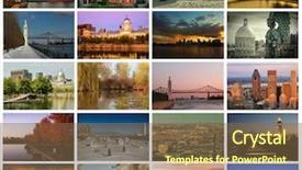  Presentation with collage - Cool new PPT theme with watercolour painting - collage of images from famous backdrop and a tawny brown colored foreground