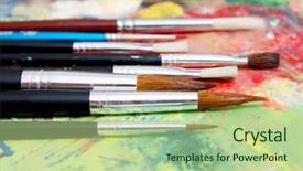  Presentation with watercolour - Slides enhanced with watercolour painting - paintbrushes background and a mint green colored foreground