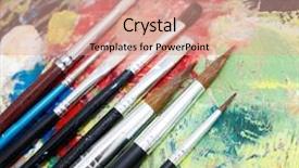  Presentation with watercolour - Slide set featuring watercolour painting - paintbrushes background and a coral colored foreground