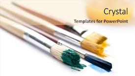  Presentation with watercolour - Cool new PPT theme with watercolour painting - set of brushes stained backdrop and a lemonade colored foreground