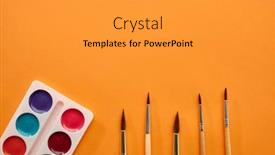  Presentation with watercolour - Presentation theme with watercolour-paints-and-brushes-closeup background and a gray colored foreground