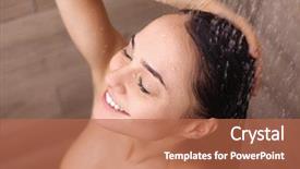  Presentation with woman in under wear - Presentation theme enhanced with waterdrops - young beautyful woman under shower background and a red colored foreground