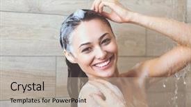  Presentation with woman in under wear - Theme with waterdrops - young beautyful woman under shower background and a mint green colored foreground