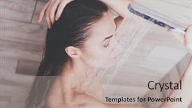  Presentation with young - Amazing slides having waterdrops - young beautyful woman under shower backdrop and a mint green colored foreground