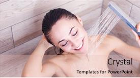  Presentation with woman in under wear - Cool new slide set with waterdrops - young beautyful woman under shower backdrop and a  colored foreground