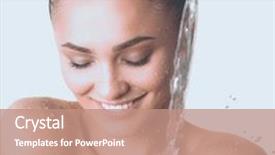  Presentation with woman in under wear - Colorful slide deck enhanced with waterdrops - young beautyful woman under shower backdrop and a  colored foreground