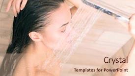  Presentation with bathroom - Cool new presentation theme with waterdrops - young beautyful woman under shower backdrop and a lemonade colored foreground