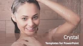  Presentation with woman in under wear - Theme having waterdrops - young beautyful woman under shower background and a coral colored foreground