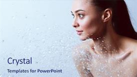  Presentation with woman in under wear - Audience pleasing theme consisting of waterdrops - young beautyful woman under shower backdrop and a  colored foreground