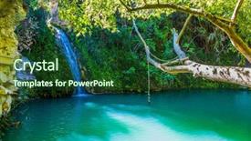 Presentation with sea water - PPT theme having waterfall and a rope - bungee background and a forest green colored foreground