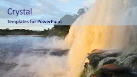  Presentation with venezuela - Amazing PPT layouts having waterfall at canaima national park venezuela backdrop and a sky blue colored foreground